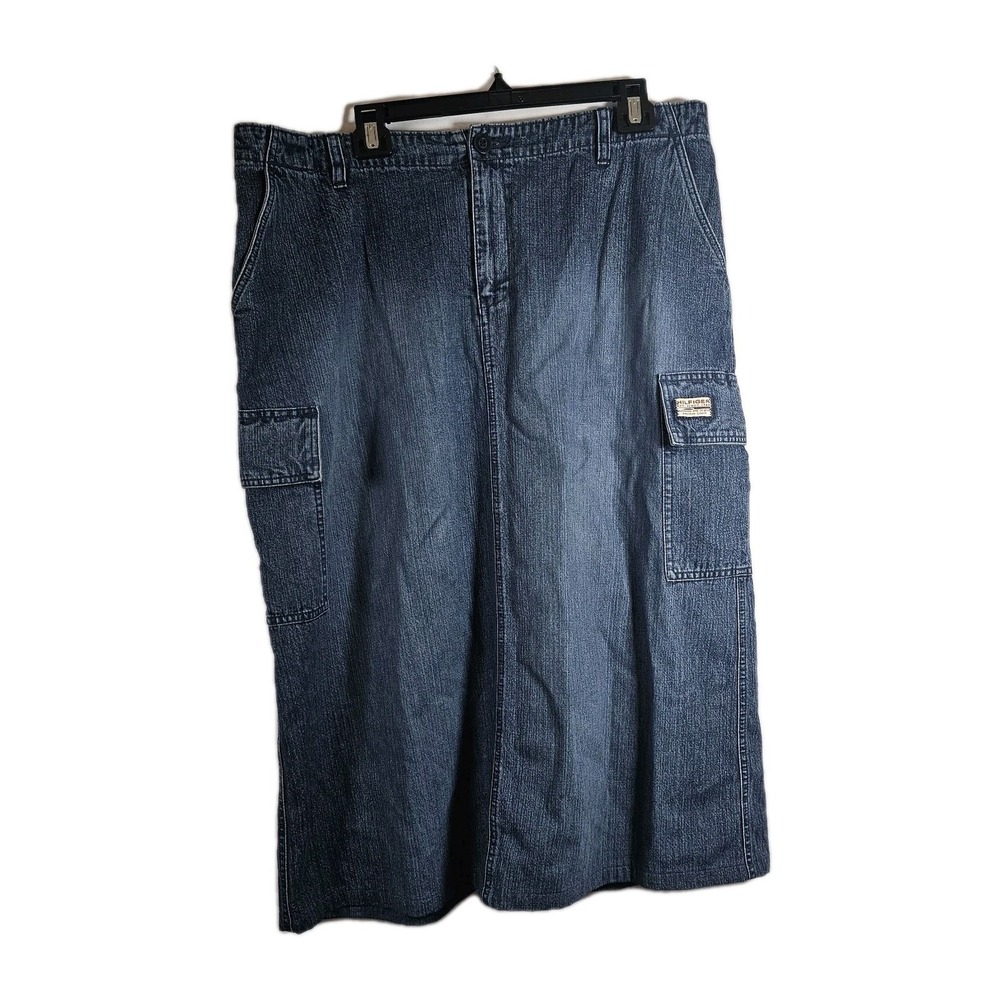 Vtg Tommy Hilfiger Jeans Womens 18/20 Cotton Blue Denim Long Skirt Pockets